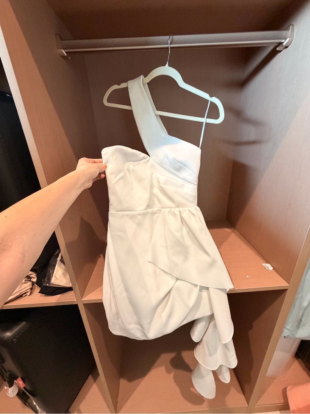 Elliatt White One-Shoulder Mini Dress with Draped Ruffle